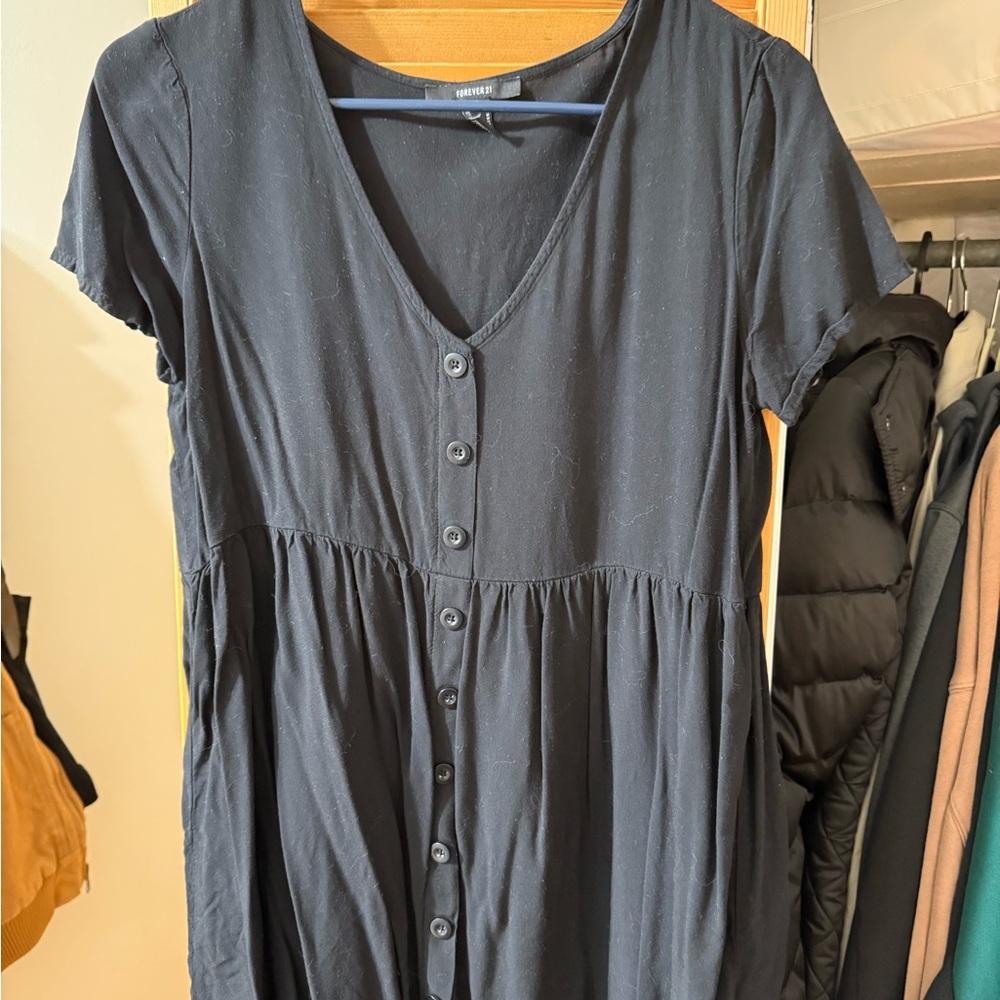 Forever 21 Black Button-Down Dress